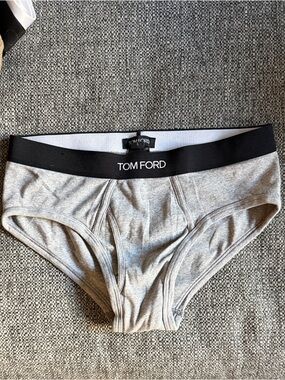 Tom Ford Light Gray Briefs with Black Branded Waistband